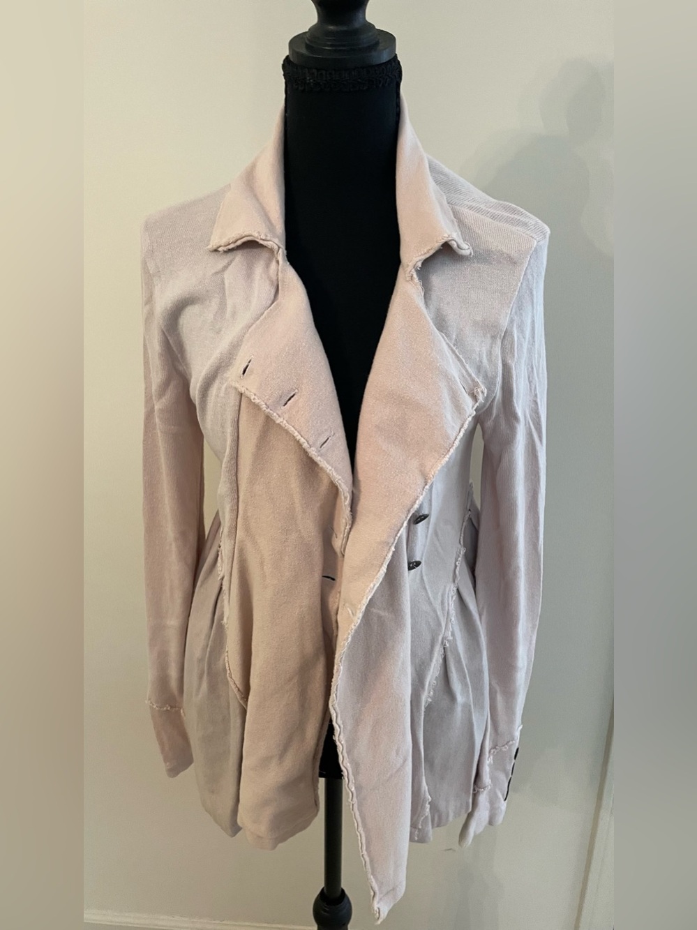 Free People Pink Cotton Blend Sweater Girly Spring Boho Jacket Metal Buttons